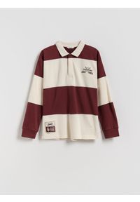 Reserved - Longsleeve polo - ciemnobrązowy. Typ kołnierza: polo. Kolor: brązowy. Materiał: dzianina, bawełna. Długość rękawa: długi rękaw #1