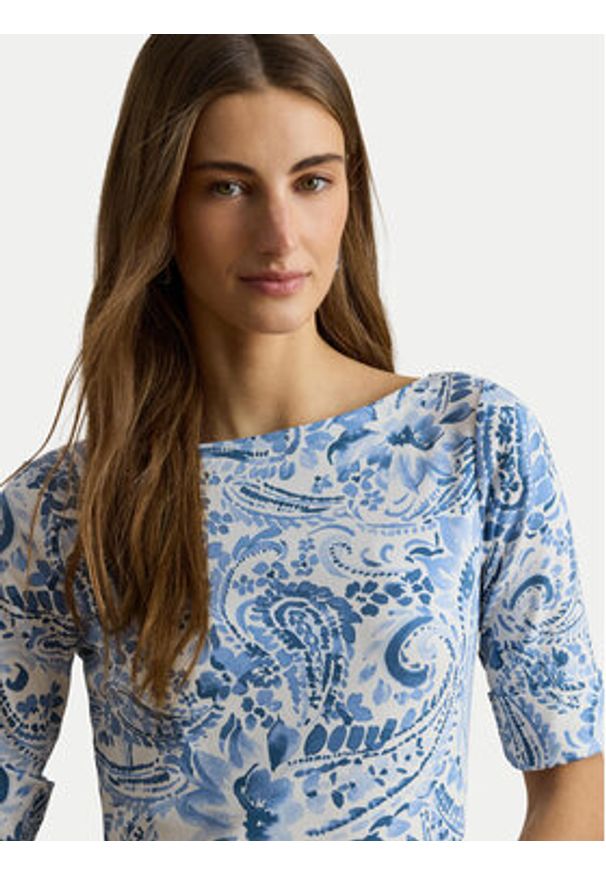 Lauren Ralph Lauren - LAUREN RALPH LAUREN Sukienka codzienna 200B22023001 Niebieski jasny Slim Fit. Okazja: na co dzień. Kolor: niebieski. Materiał: bawełna. Typ sukienki: proste. Styl: casual