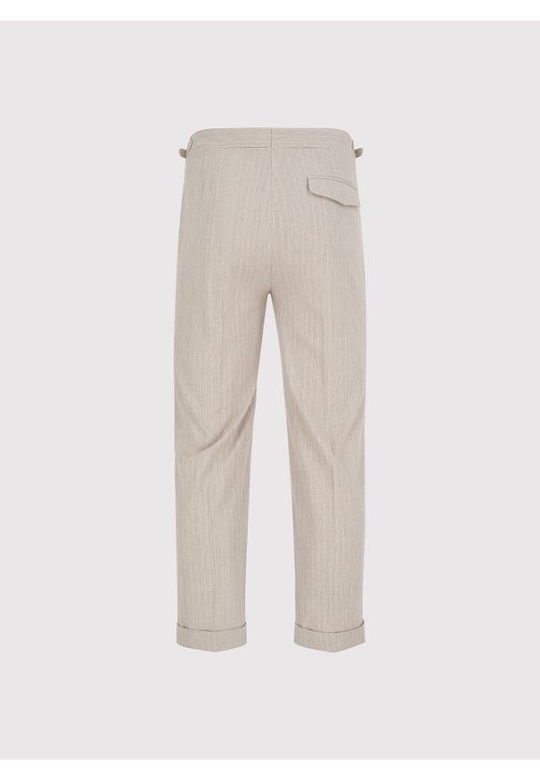 Pako Lorente - PAKO LORENTE - Spodnie męskie w prążek z lnem. Okazja: na co dzień. Materiał: len. Wzór: prążki. Sezon: lato. Styl: casual