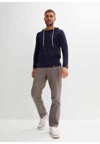 bonprix - Shirt z długim rękawem i kapturem, z bawełny organicznej. Kolor: niebieski. Materiał: bawełna. Długość rękawa: długi rękaw. Długość: długie. Wzór: paski #3
