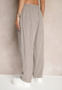 Renee - Szare Bawełniane Spodnie High Waist w Klasycznym Stylu Arivora. Okazja: na co dzień. Stan: podwyższony. Kolor: szary. Materiał: bawełna. Styl: klasyczny