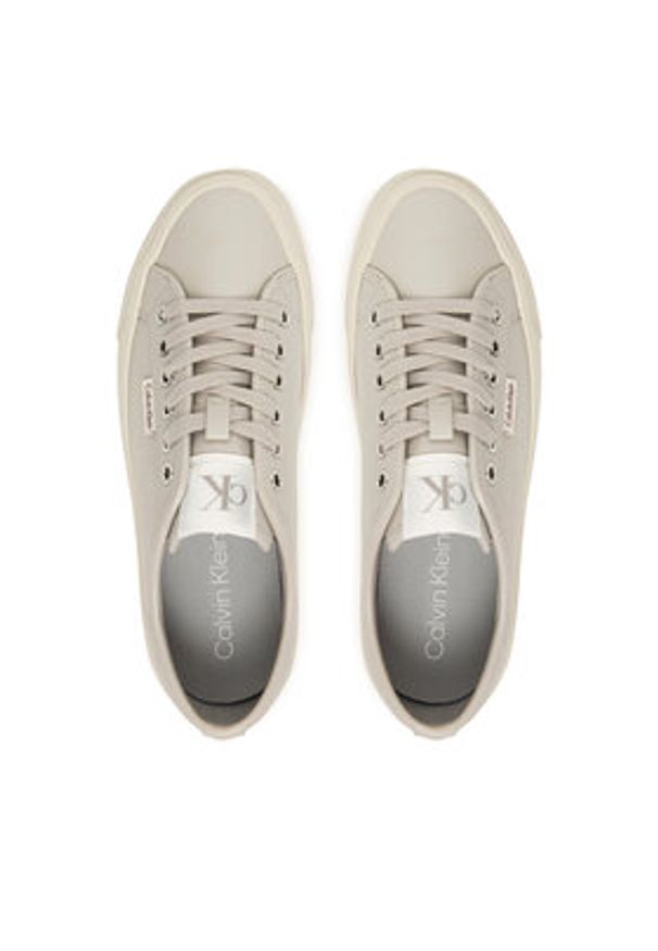 Calvin Klein Sneakersy Vulc Flatf Lace Up Lth YW0YW01932 Szary. Kolor: szary. Materiał: skóra