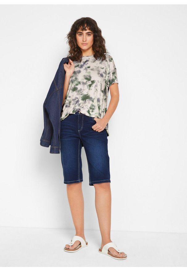 bonprix - "Bermudy dżinsowe ""komfort-stretch""". Kolor: niebieski. Styl: klasyczny