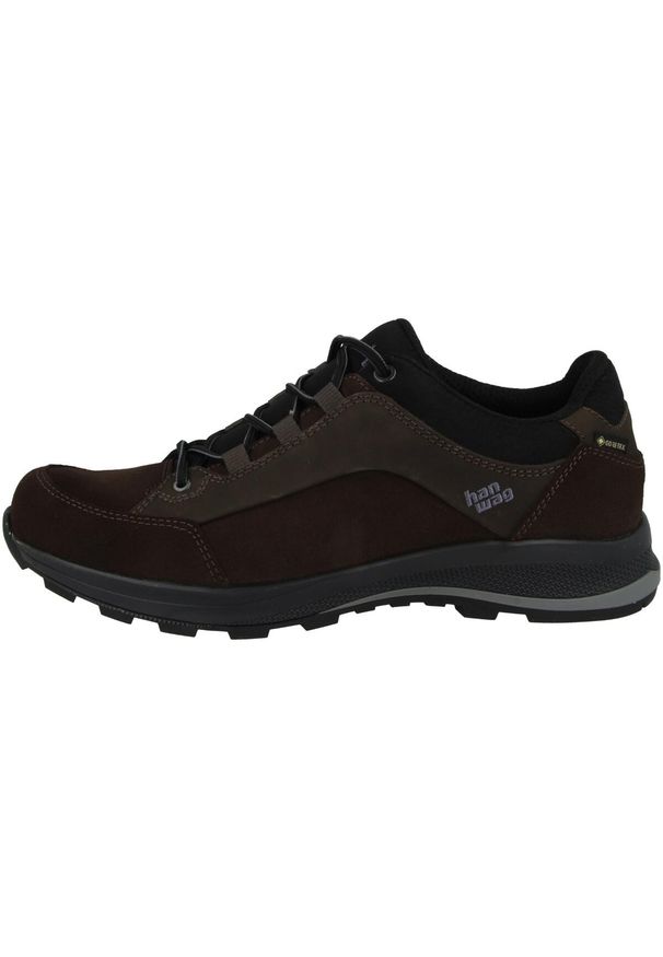 Hanwag - Wodoodporne buty turystyczne Banks Low GTX - brązowe. Okazja: na spacer. Kolor: wielokolorowy, czarny, brązowy. Materiał: skóra. Sport: wspinaczka, turystyka piesza