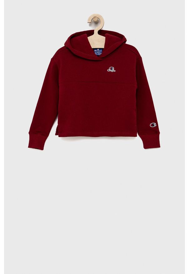 Champion Bluza dziecięca kolor bordowy z kapturem gładka. Okazja: na co dzień. Typ kołnierza: kaptur. Kolor: czerwony. Materiał: dzianina. Wzór: gładki. Styl: casual