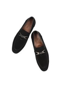 Czarne Mokasyny John Doubare Eleganckie Buty Męskie. Kolor: czarny. Materiał: zamsz, skóra. Szerokość cholewki: normalna. Styl: elegancki #6