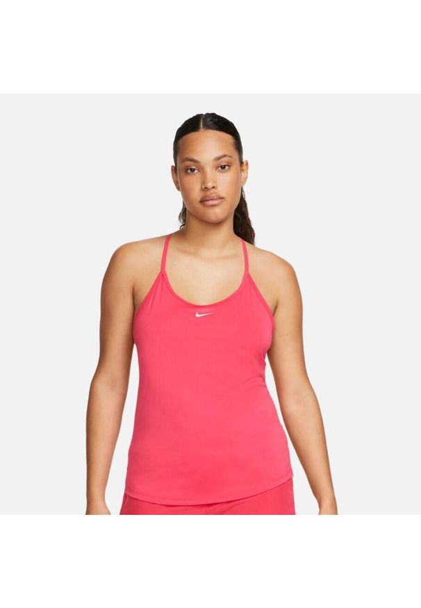Koszulka Sportowa Damska na Ramiączkach Tank Top Nike Dri-fit One Elastika. Kolor: różowy. Długość rękawa: na ramiączkach. Styl: sportowy