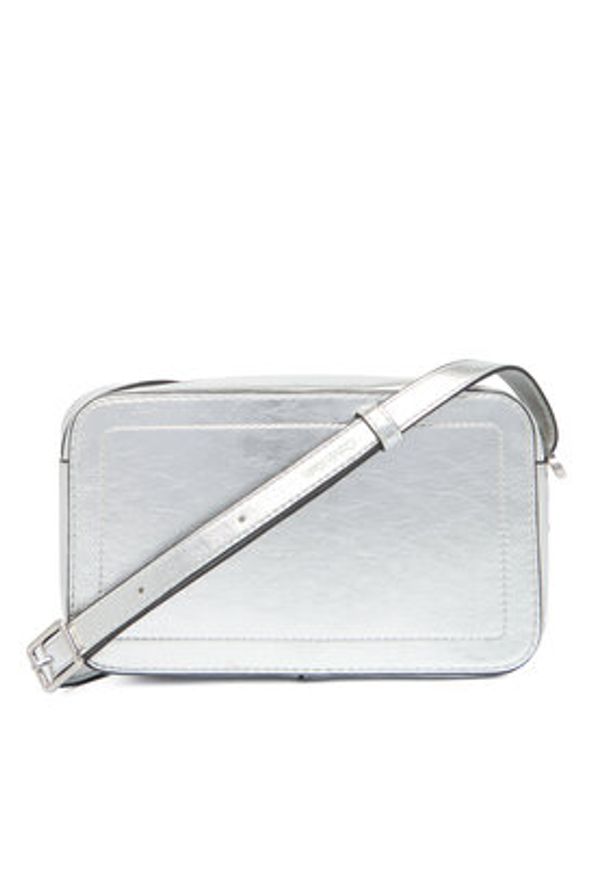 Calvin Klein Torebka Bold Ck Metallic Camera Bag LV04F3331G Srebrny. Kolor: srebrny. Materiał: skórzane