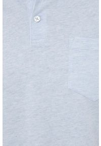 Polo Ralph Lauren polo z domieszką lnu kolor niebieski gładki. Typ kołnierza: polo. Kolor: niebieski. Materiał: len. Długość rękawa: krótki rękaw. Długość: krótkie. Wzór: gładki #3