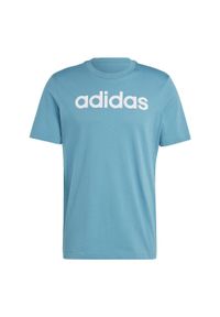 Adidas - Essentials Single Jersey Linear Embroidered Logo Tee. Kolor: niebieski. Materiał: jersey