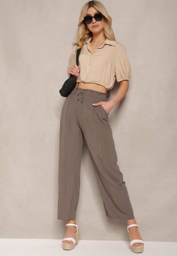 Renee - Brązowe Spodnie Karrill. Kolor: brązowy. Materiał: wiskoza. Długość: długie. Sezon: lato. Styl: elegancki