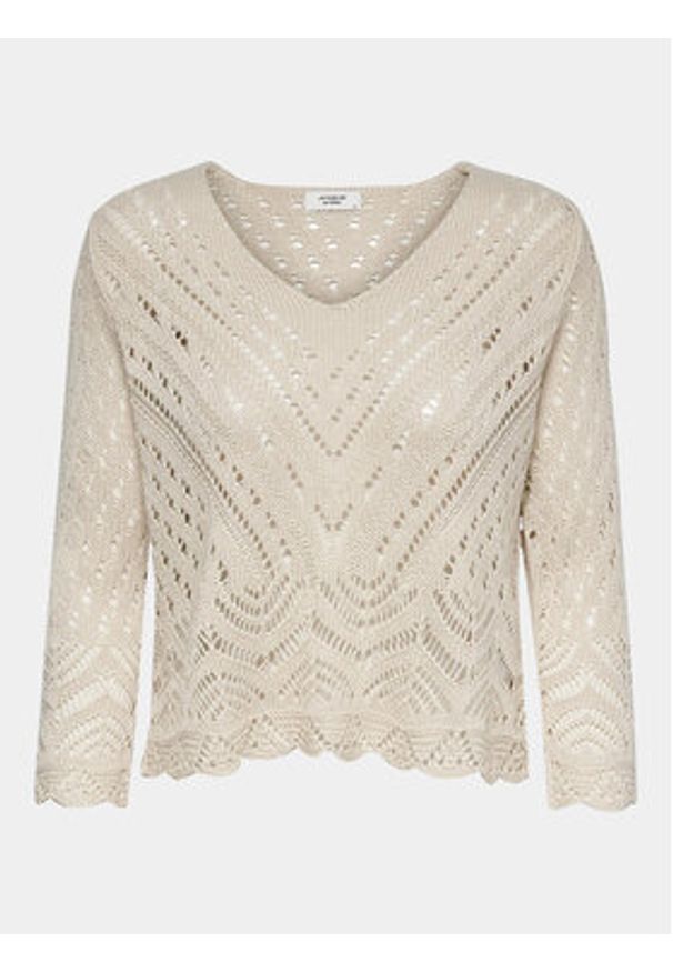 JDY Sweter New Sun 15212788 Beżowy Regular Fit. Kolor: beżowy. Materiał: syntetyk