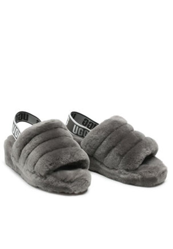 Ugg Kapcie W Fluff Yeah Slide 1095119 Szary. Kolor: szary. Materiał: skóra