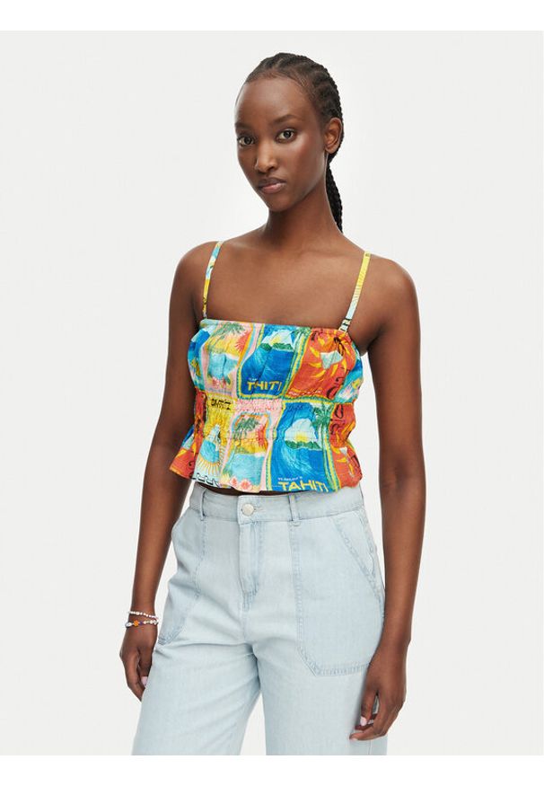 Roxy Top Atlas Palmy Daze ERJWT03669 Kolorowy Regular Fit. Materiał: bawełna. Wzór: kolorowy