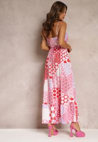 Renee - Różowa Rozkloszowana Sukienka Maxi na Ramiączkach Aadane. Kolor: różowy. Długość rękawa: na ramiączkach. Wzór: paski. Sezon: lato. Długość: maxi #4