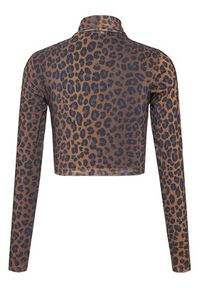 Adidas - adidas Bluzka Leopard JW2772 Brązowy Slim Fit. Kolor: brązowy. Materiał: syntetyk