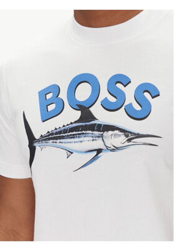 BOSS T-Shirt Bossfish 50539196 Écru Regular Fit. Materiał: bawełna