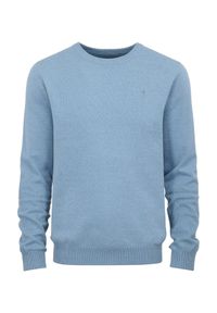 Ochnik - Jasnoniebieski sweter męski z logo. Okazja: na co dzień. Kolor: niebieski. Materiał: bawełna. Długość: długie. Styl: casual #3