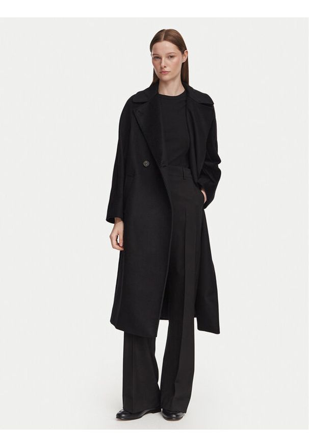 Weekend Max Mara Płaszcz wełniany Resina 2625016021 Czarny Regular Fit. Kolor: czarny. Materiał: wełna
