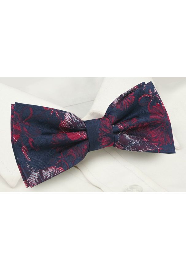 Mucha Męska z Poszetką - Alties - Granat i Czerwone Akcenty. Kolor: czerwony. Styl: sportowy, elegancki