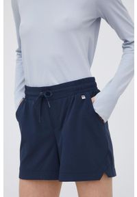 Helly Hansen szorty outdoorowe Thalia 2 damskie kolor granatowy gładkie medium waist. Kolor: niebieski. Materiał: materiał. Wzór: gładki
