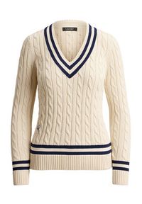 Lauren Ralph Lauren - LAUREN RALPH LAUREN Sweter 200B22020001 Beżowy jasny Relaxed Fit. Kolor: beżowy. Materiał: bawełna #5