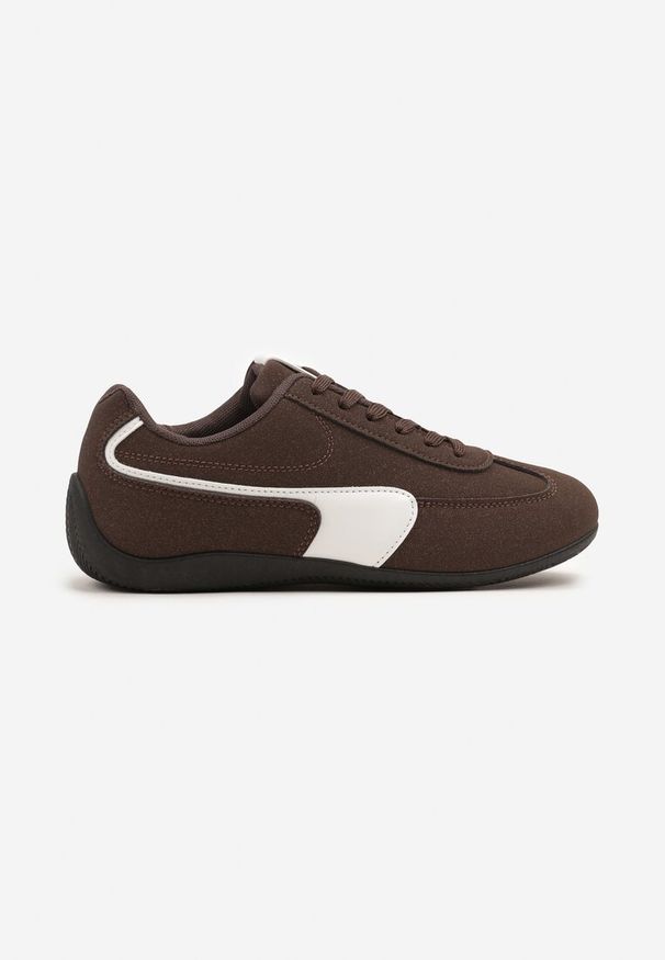 Renee - Brązowe Sneakersy Typu Klasyczne Tenisówki Zelritia. Okazja: na spotkanie biznesowe, na co dzień. Kolor: brązowy. Materiał: jeans. Szerokość cholewki: normalna. Wzór: aplikacja
