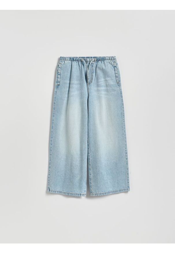 Reserved - Jeansy super wide leg - niebieski. Kolor: niebieski