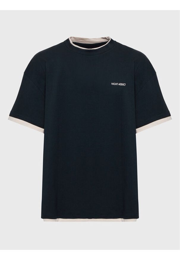 Night Addict T-Shirt MTS-NA149LAYER Czarny Relaxed Fit. Kolor: czarny. Materiał: bawełna