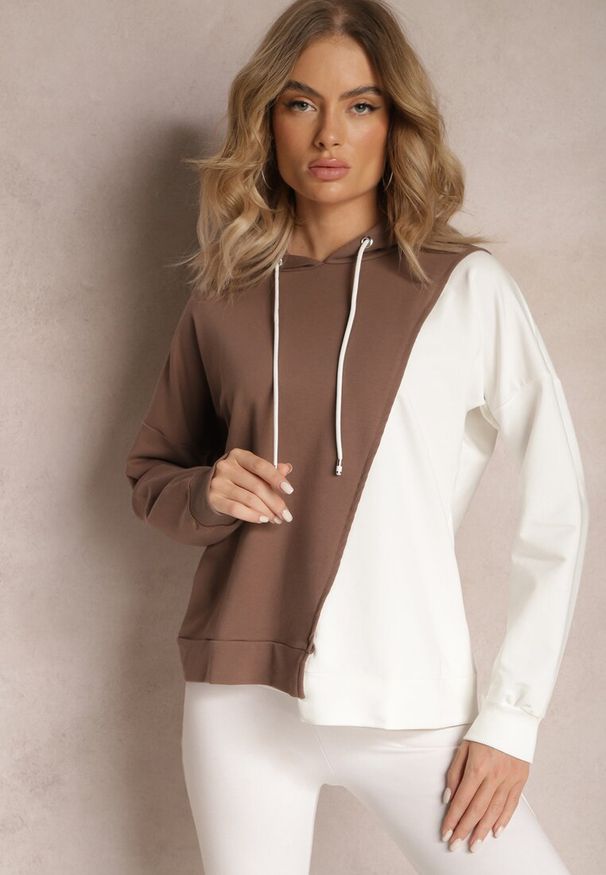 Renee - Brązowa Bawełniana Bluza z Kapturem i Ściągaczami Ardente. Typ kołnierza: kaptur. Kolor: brązowy. Materiał: bawełna