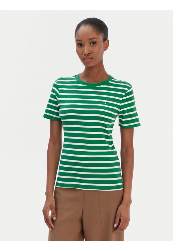 TOMMY HILFIGER - Tommy Hilfiger T-Shirt New Cody WW0WW40587 Zielony Slim Fit. Kolor: zielony. Materiał: bawełna