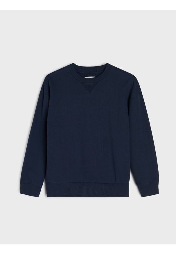 Sinsay - Bluza crewneck - granatowy. Kolor: niebieski