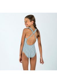 NABAIJI - Strój jednoczęściowy pływacki dla dzieci Nabaiji Lila Lanzarote. Kolor: zielony. Materiał: materiał, poliester, elastan, poliamid. Wzór: paski #2