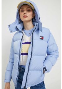 Tommy Jeans kurtka puchowa damska kolor niebieski zimowa. Kolor: niebieski. Materiał: puch. Sezon: zima