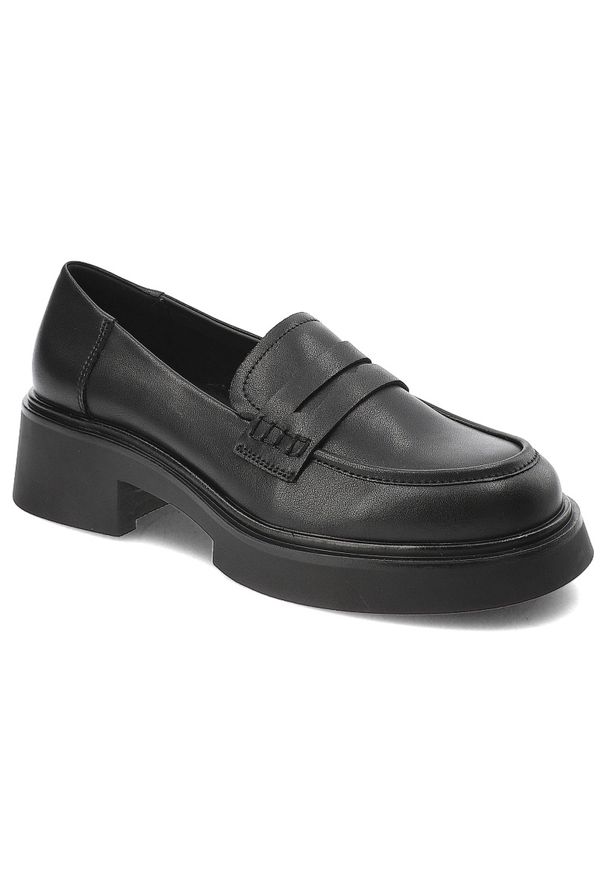 Czarne Mokasyny S.Barski Eleganckie Wsuwane Obuwie Damskie. Okazja: na spotkanie biznesowe, do pracy. Zapięcie: bez zapięcia. Kolor: czarny. Materiał: skóra. Styl: elegancki