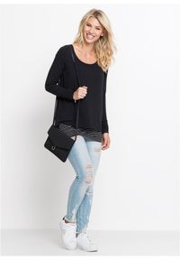 bonprix - Długi shirt z długim rękawem, dwuwarstwowy. Kolor: czarny. Materiał: materiał. Długość rękawa: długi rękaw. Długość: długie #3