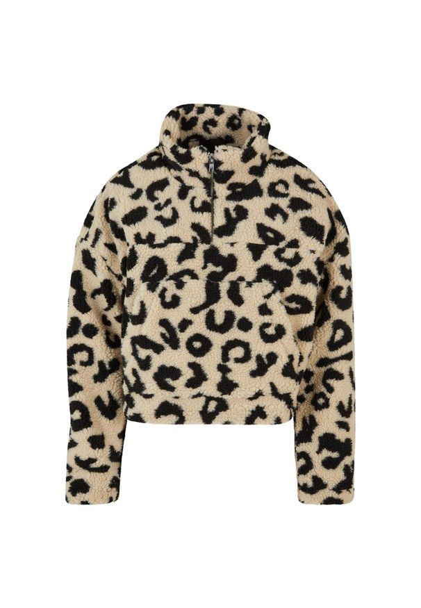 Polar court kobiety Urban Classics AOP Sherpa Troyer. Typ kołnierza: typu troyer. Kolor: beżowy. Materiał: polar. Długość: krótkie