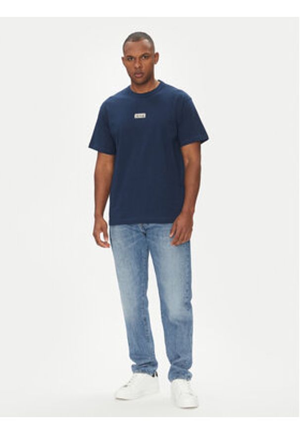 Versace Jeans Couture T-Shirt 78GAHT08 Granatowy Regular Fit. Kolor: niebieski. Materiał: bawełna
