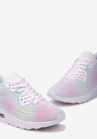 Renee - Biało-Różowe Sznurowane Sneakersy na Air Podeszwie Azorilda. Nosek buta: okrągły. Zapięcie: sznurówki. Kolor: biały. Materiał: materiał. Obcas: na obcasie. Wysokość obcasa: niski #4