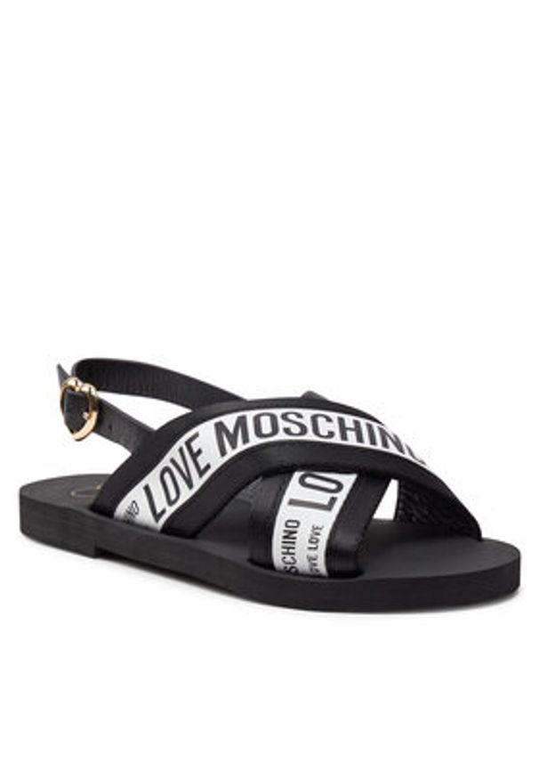 Love Moschino - LOVE MOSCHINO Sandały JA16412G0IIX210A Czarny. Kolor: czarny. Materiał: skóra