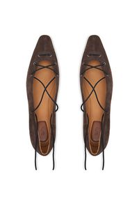 Lauren Ralph Lauren - LAUREN RALPH LAUREN Baleriny Suede Lace-Up Pointed Ballet Flat 818P15775001 Brązowy. Kolor: brązowy. Materiał: skóra, zamsz #3