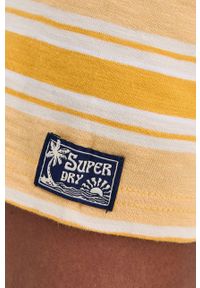 Superdry T-shirt bawełniany kolor żółty wzorzysty. Kolor: żółty. Materiał: bawełna