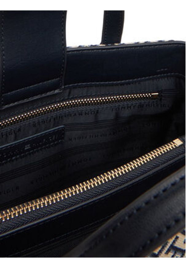 TOMMY HILFIGER - Tommy Hilfiger Torebka Th Jacquard Satchel AW0AW17444 Granatowy. Kolor: niebieski