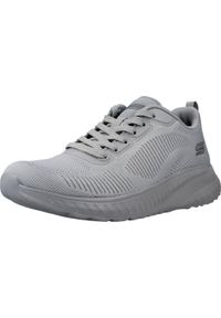skechers - Buty do chodzenia damskie Skechers Bobs Squad Chaos Face Off. Zapięcie: sznurówki. Kolor: szary. Materiał: materiał, tkanina. Szerokość cholewki: normalna. Sport: turystyka piesza
