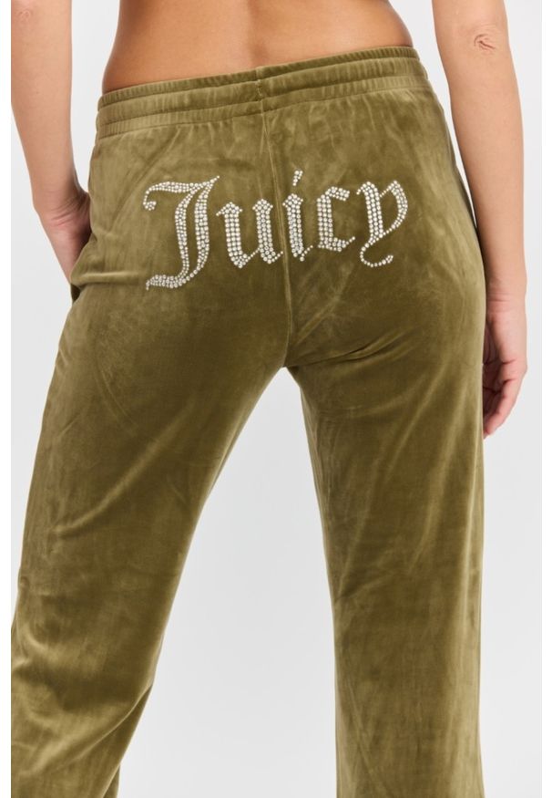 Juicy Couture - JUICY COUTURE Damskie zielone spodnie dresowe Tina Track Pant. Kolor: zielony. Materiał: dresówka