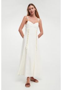Twinset Milano - Sukienka midi lniana TWINSET. Materiał: len. Długość: midi