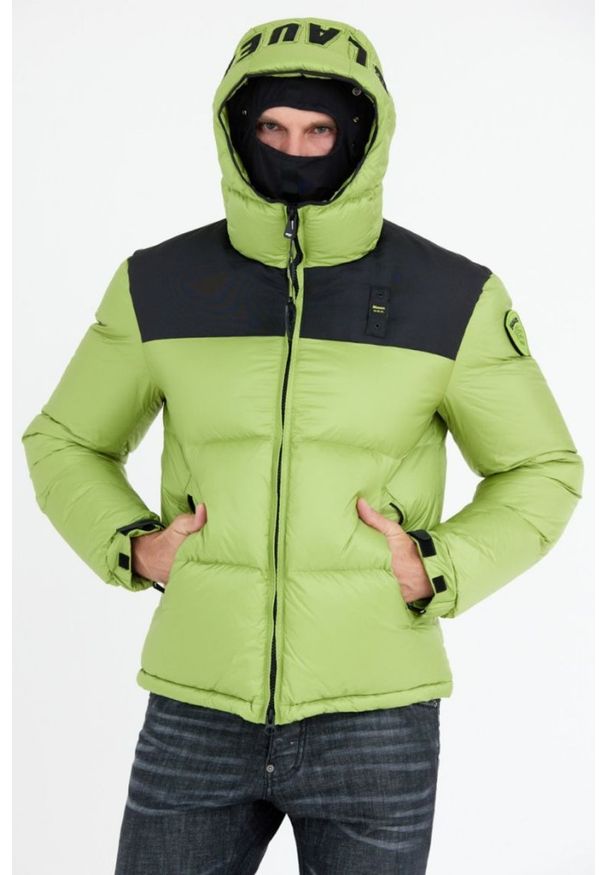 Blauer USA - BLAUER Jasnozielona kurtka męska Cooper z logo na kapturze. Kolor: zielony