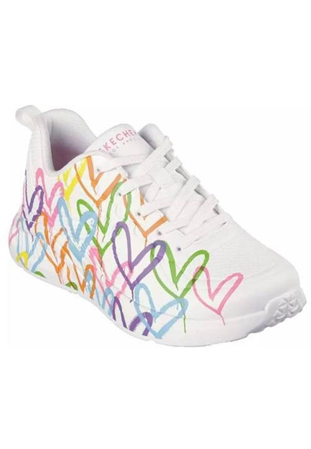 skechers - Buty do chodzenia damskie Skechers Uno Lite-Heart Of Hearts. Kolor: biały. Materiał: materiał, syntetyk. Szerokość cholewki: normalna. Sport: turystyka piesza