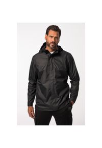 JAY-PI - Męska Kurtka przeciwdeszczowa wodoszczelna kaptur chowana w kieszeni. Kolekcja: plus size. Kolor: czarny. Materiał: poliester, materiał. Sport: turystyka piesza