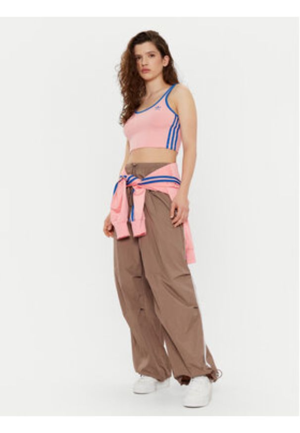 Adidas - adidas Top adicolor 3-Stripes JP2293 Różowy Slim Fit. Kolor: różowy. Materiał: bawełna